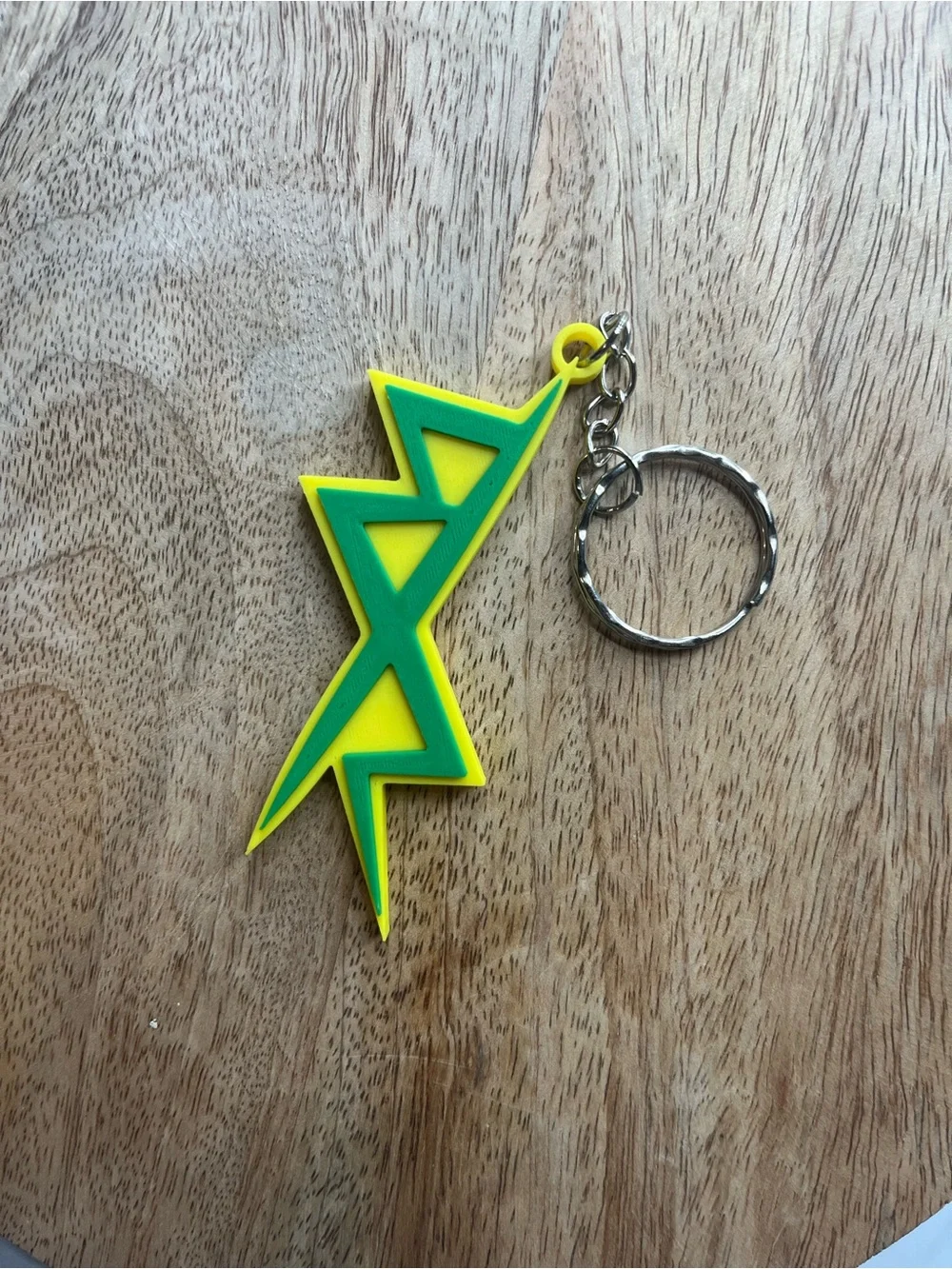 Yellow & Green Geometric Rubber Keychain for Men